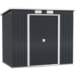 Outsunny Cobertizo de jardín 213x130x172 cm gris oscuro