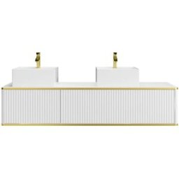 Unique Mueble de baño con doble lavabo madera blanco