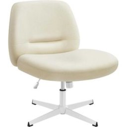 SONGMICS HOME Silla giratoria de oficina con altura ajustable de color blanco crema