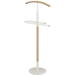 Hispanohogar Galán de noche de madera roble y blanco 120x47x28 cm