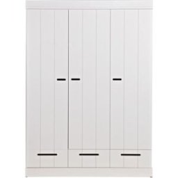 WOOOD Armario con 3 puertas y 3 cajones en madera blanca