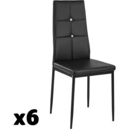 Tectake 6 sillas de comedor, piel sintética, diseño elegante modernas, negro