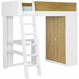 ID Kids Cama alta combinada blanco y madera 90x190 cm