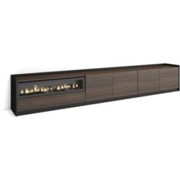Skraut home Mueble tv efecto madera roble oscuro y negro 310 chimenea efecto fuego