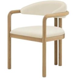 WOODEK Silla de roble macizo y cuero vegano beige
