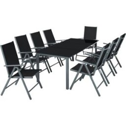 Tectake 9 piezas asientos aluminio, cristal plegables, antracita 189x90x73cm