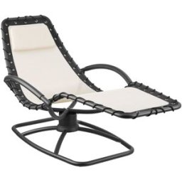 Tectake Tumbona de jardín ergonómica con función oscilante, 120 kg, beige