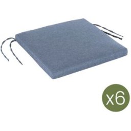 Edenjardin Pack de 6 cojines para sillas de jardín estándar olefin azul 44x44 cm
