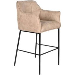 NIYLO Taburete de microfibra y acero beige 59x60x107 cm