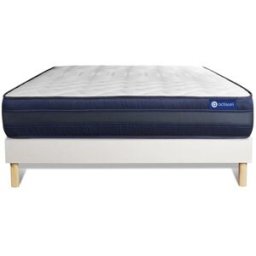 Actisom Somier blanco + colchón con espuma viscoelástica 140 x 190