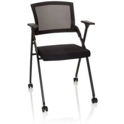 hjh OFFICE Silla de tela / tejido de malla con apoyabrazos negro