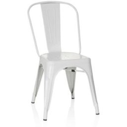 hjh OFFICE Silla de metal sin apoyabrazos blanco