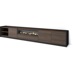Skraut home Mueble tv efecto madera roble oscuro y negro 310 chimenea efecto fuego