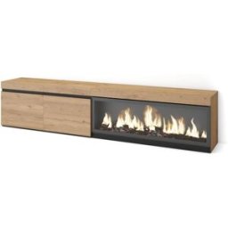 Skraut home Mueble tv efecto madera roble 208x35x45cm chimenea efecto fuego
