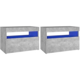 Maison Chic Juego de 2 mesitas de noche led contrachapada madera gris 60x35x40 cm
