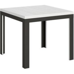 Itamoby Mesa tipo libro 90x90/180 cm efecto madera fresno blanco, hierro