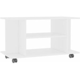 Maison Chic Mueble tv con ruedas madera de blanco 80x40x45 cm