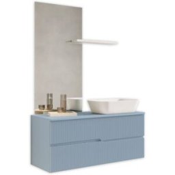 AQA DESIGN Mueble de baño 4 piezas en mdf azul tiffany