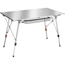 Tectake Mesa plegable de aluminio ajustable en altura, plateado