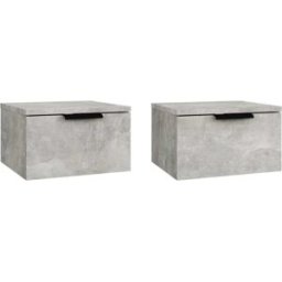 Maison Chic Juego de 2 mesitas de noche de pared madera gris 34x30x20 cm