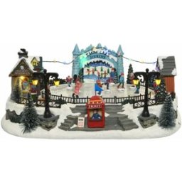 Mobili Rebecca Pueblo de navidad con música, luces y movimiento en resina polimérica