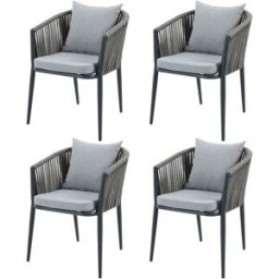 Axi Set 4 sillas jardín aluminio antracita