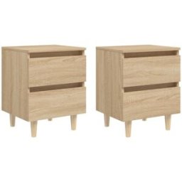 Maison Chic Juego de 2 mesitas de noche patas de madera marrón 40x35x50 cm