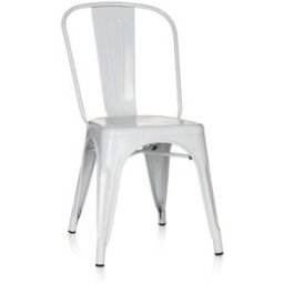 hjh OFFICE Silla de metal sin apoyabrazos blanco