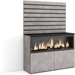 Skraut home Aparador efecto madera cemento 107x35x145cm chimenea efecto fuego