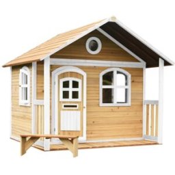 Axi Casita infantil con ventanas y porche, de madera fsc, marrón/blanco