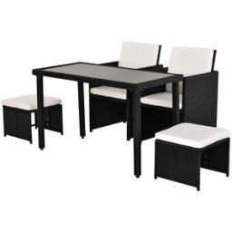 OKWISH Conjunto de jardín negro de metal con cojines 11 piezas