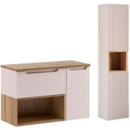 Petits meubles Conjunto de mueble y columna de 90 cm paneles laminados cachemira