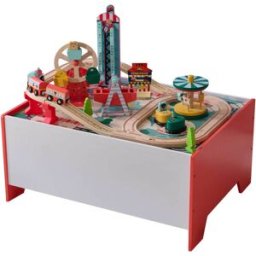 Teamson Mesa de juego de ferrocarril con 6 juegos, 30cm, multicolor