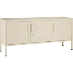 Tectake Aparador metálico de acero, diseño moderno, 120x37,5x55,5 cm, crema