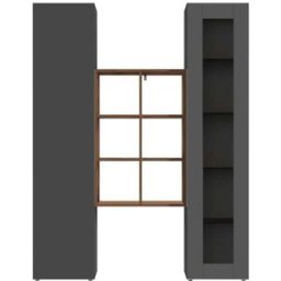 Whous Conjunto de muebles de salón 140 cm efecto madera antracita / roble