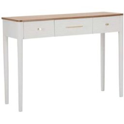 Mauro Ferretti Consola de madera blanca y marrón con 3 cajones cm 107x37x80