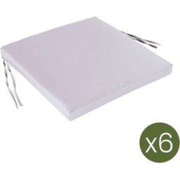 Edenjardin Pack 6 cojines para sillas de jardín piedra 44x44x5 cm