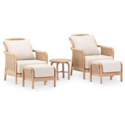 Defora Home Set 2 sillones con 2 reposapiés y mesa redonda 45cm