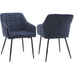 Home Heavenly Pack de 2 sillas de patas negras tela jaspeada azul 82 x 61 x 57 cm