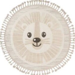 The Deco Factory Alfombra infantil redonda suave texturizada león blanco 130x130