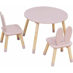 Mobili Rebecca Conjunto con mesa baja y 2 sillas para niños de mdf rosa