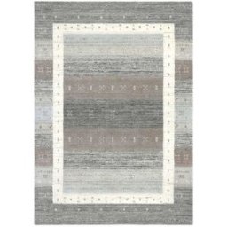 THEKO Alfombra de lana tejida a mano color plata 70x140 cm