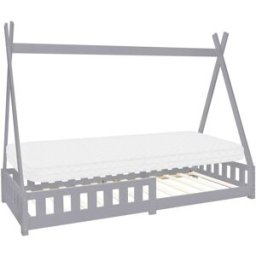 ML-Design Cama infantil tipi 90x200cm color gris con colchón, anticaída y somier