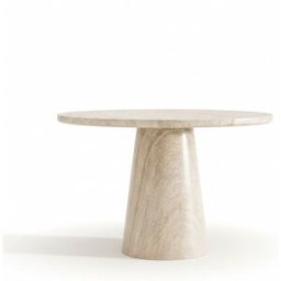 Drawer Mesa de comedor redonda para 4 personas efecto travertino - beige