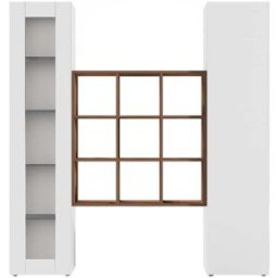 Whous Conjunto de muebles de salón de 170 cm efecto madera blanco / roble