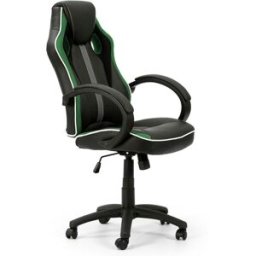 HOMN Sillón de oficina elevable y reclinable piel sintética, negro/verde