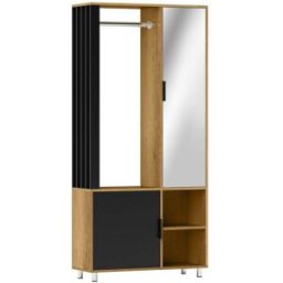 Homcom Armario ropero 80x30x170 cm natural y negro