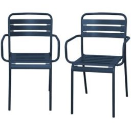sweeek Sillón de jardín bistró de acero, set de 2, azul marino
