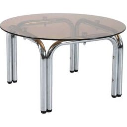 Oviala Mesa de centro redonda de cristal templado, 70 cm de diámetro, marrón