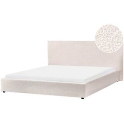 Beliani Cama de agua bouclé 180 x 200 cm blanco crema